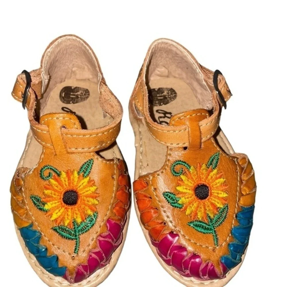 Toddler Girl Huarache Artesenal Colors Mexican sandals 100% Leather Hand MadeSz5